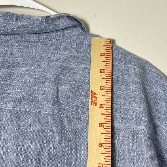 Perry Ellis Short Sleeve Shirt 100% Linen Blue SIZE XLT SEE DESCRIPTION.. - Picture 5 of 11